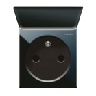 AVE - Presa Std francese con sportello. Life S44. colore Nero. 2P+T 16A 250V finitura lucida 2 Mod.