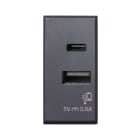 AVE - Caricatore USB tipo A+C. Tekla S44. colore RAL 7016. 3A alimentazione 230V finitura opaca 1 Mod.