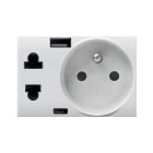 AVE - presa eurousa fr usb ac whitek 3m bianca compatibile con dispositivi usb e standard europei e americani ideale per casa e ufficio con cavo lungo tre metri