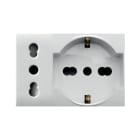 AVE - Presa schuko bipasso piu'presa standard italiano. WHITEK S44. colore bianco. 2P+T 10/16A 250V finitura opaca 3 Mod.
