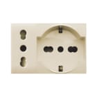 AVE - PRESA SCHUKO BIPASSO PIU'PRESA STANDARD ITALIANO. CLASS S44. COLORE RAL1013. 2P+T 10/16A 250V FINITURA LUCIDA 3 MOD.