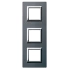 AVE - Placca Vera44 Alluminio. S44 colore antracite. con cornicetta 2+2+2 Mod.