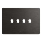 AVE - Placca Alluminio New Style S44. colore alluminio antracite 4 comandi