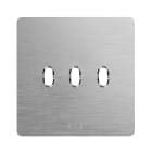 AVE - placca 98x98 alluminio naturale 3 comandi levetta