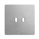 AVE - placca 98x98 alluminio naturale 2 comandi levetta
