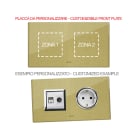 AVE - Placca Vera 44. personalizzabile in vetro colore oro finitura lucida fornita con cornicetta 4(2+2) Mod.