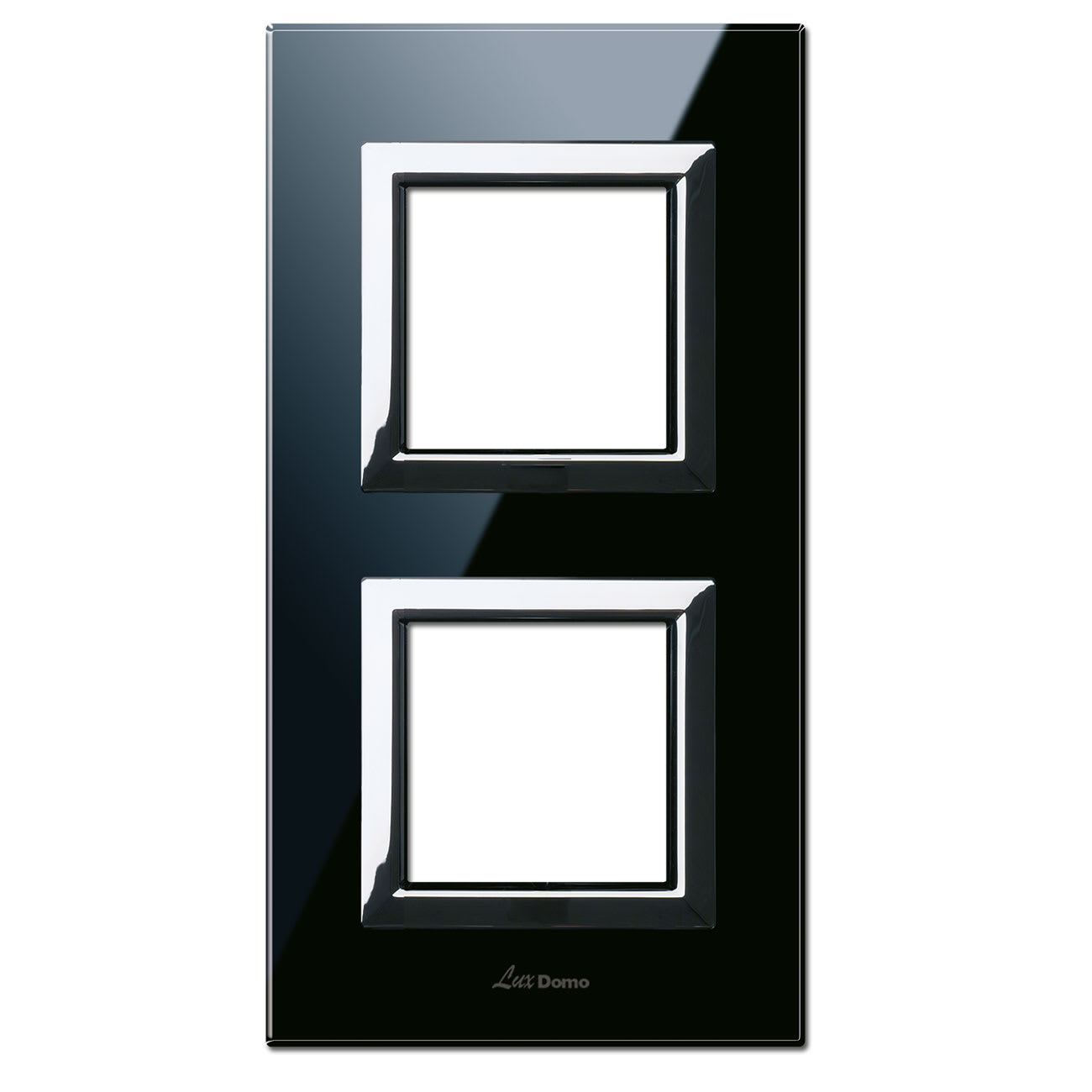 AVE - Placca Vera 44. in vetro colore nero assoluto finitura lucida  fornita con cornicetta  4(2+2) Mod.