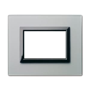 AVE - Placca Vera 44. in vetro colore grigio argentato finitura opaca   fornita con cornicetta  3 Mod.