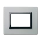 AVE - Placca Vera 44. in vetro colore grigio argentato finitura opaca fornita con cornicetta 3 Mod.