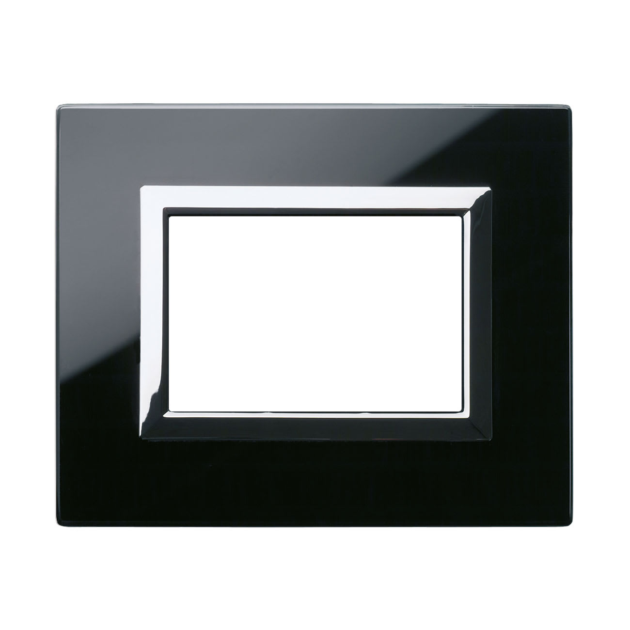 AVE - Placca Vera 44. in vetro colore nero assoluto finitura lucida fornita con cornicetta 3 Mod.