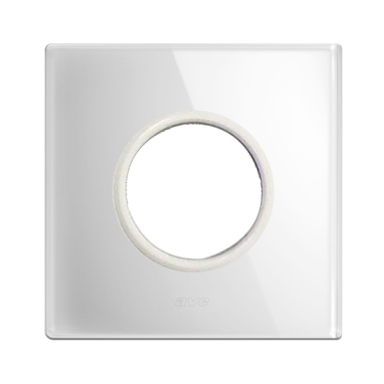 AVE - PLACCA VETRO NEW STYLE S44. COLORE BIANCO DIMENSIONI 98X98 1 PRESA DI CORRENTE.