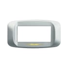 AVE - Placca in pressofusione illuminabile color argento opaco con sottoplacca 4 moduli