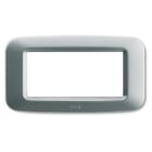 AVE - Placca in tecnopolimero per scatola rettangolare 4 Mod. colore argento opaco