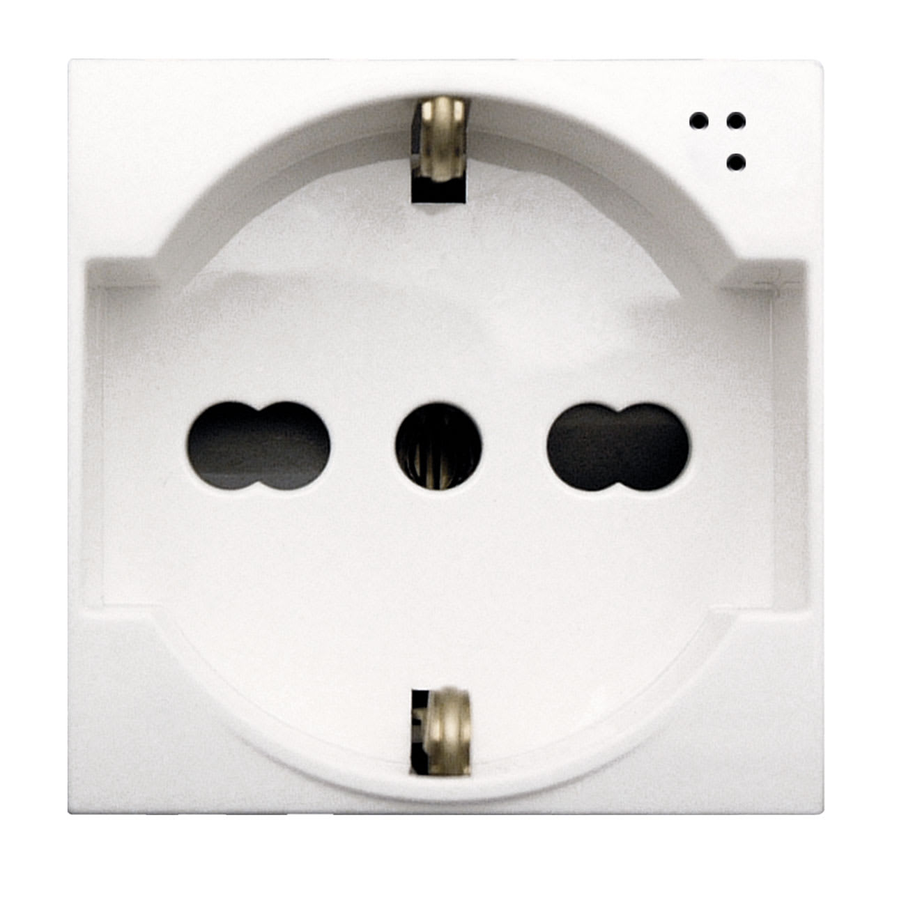 AVE - Presa schuko bipasso. con trattamento antibatterico. Domus S44. colore RAL 9010. 2P+T 10/16A 250V   finitura lucida  2 Mod.