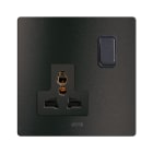 AVE - SINGOLA PRESA MULTISTANDARD. PLACCA IN ALLUMINIO COLORE ANTRACITE. 2P+T 13A 250V FINITURA SPAZZOLATA 2 MOD.