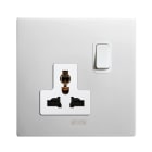 AVE - SINGOLA PRESA MULTISTANDARD. PLACCA IN CORIAN COLORE BIANCO. 2P+T 13A 250V FINITURA OPACA 2 MOD.