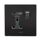 AVE - presa 13a interruttore 2p alluminio antracite usb ac compatta e versatile per connessioni sicure e rapide in ambienti moderni e funzionali
