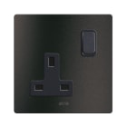 AVE - Singola presa std inglese. placca in alluminio colore antracite. 2P+T 13A 250V finitura spazzolata 2 Mod.