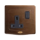 AVE - Singola presa std inglese. placca in legno colore noce. 2P+T 13A 250V finitura opaca 2 Mod.