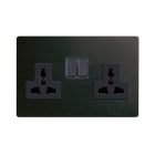 AVE - DOPPIA PRESA MULTISTANDARD. PLACCA IN ALLUMINIO COLORE ANTRACITE. 2P T 13A 250V FINITURA SPAZZOLATA 4 MOD.