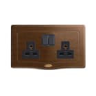 AVE - DOPPIA PRESA MULTISTANDARD. PLACCA IN LEGNO COLORE NOCE. 2P T 13A 250V FINITURA OPACA 4 MOD.