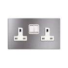 AVE - Doppia presa std inglese. placca in alluminio colore naturale. 2P+T 13A 250V finitura spazzolata 4 Mod.