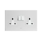 AVE - Doppia presa std inglese. placca in CORIAN colore bianco. 2P+T 13A 250V finitura opaca 4 Mod.