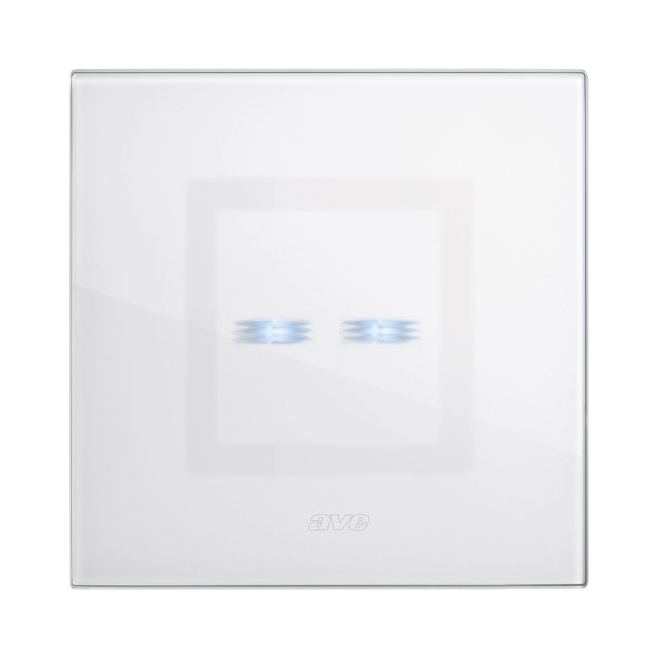 AVE - Doppio comando touch. placca vetro colore bianco. 1P 6A 230V~ led finitura lucida 2 Mod. BS2TC0122BL