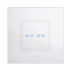 AVE - Doppio comando touch. placca vetro colore bianco. 1P 6A 230V~ led finitura lucida 2 Mod. BS2TC0122BL