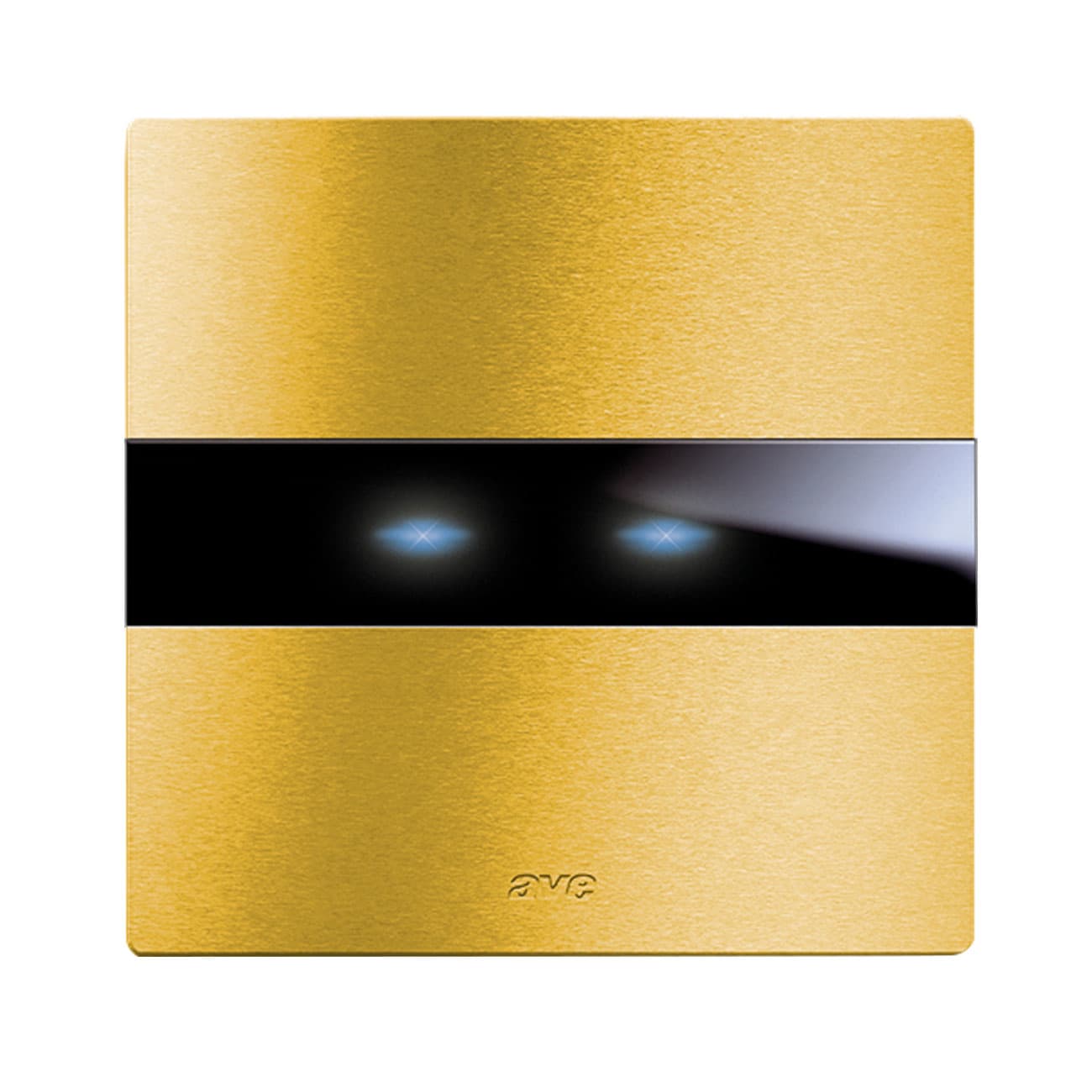 AVE - Doppio comando touch. placca alluminio colore oro. 1P 6A 230V~ led finitura spazzolata 2 Mod. BS2TC0122ORO