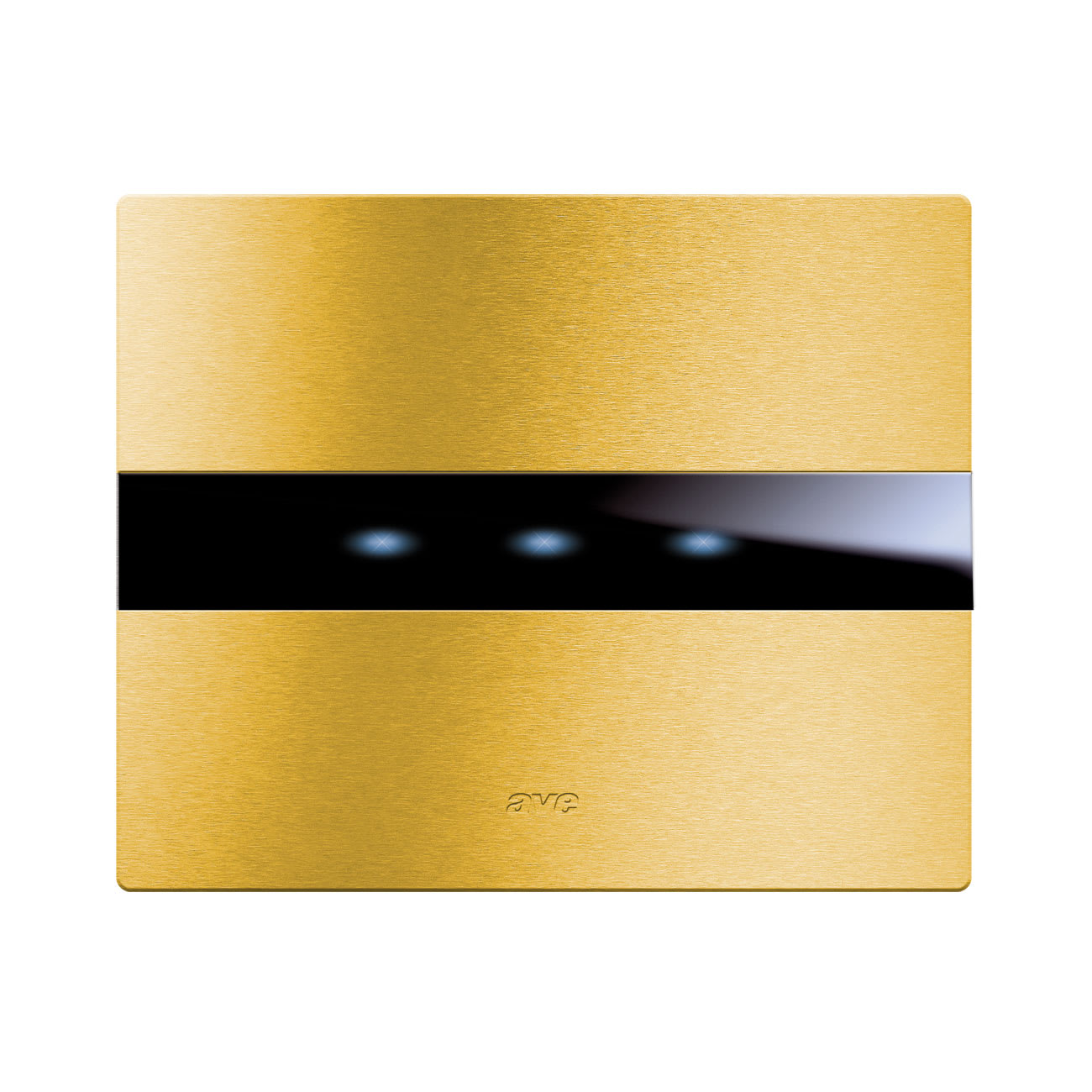 AVE - Triplo comando touch. placca alluminio (120 x 98) colore oro. 1P 6A 230V~ led finitura spazzolata 2 Mod. BS2TC013ORO