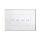 AVE - Quadruplo comando touch. placca vetro colore bianco. 1P 6A 230V~ led finitura lucida 4 Mod.