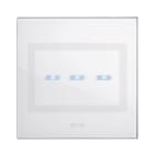 AVE - Triplo comando touch. placca vetro colore bianco. 1P 6A 230V~ led finitura lucida 2 Mod. BS2TC01K3BL