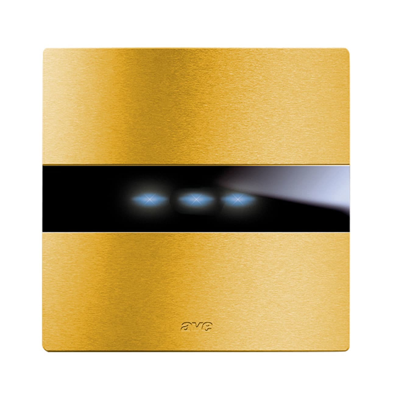 AVE - Triplo comando touch. placca alluminio colore oro. 1P 6A 230V~  led  finitura spazzolata  2 Mod. BS2TC01K3ORO