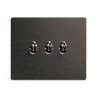 AVE - Triplo deviatore levetta. placca alluminio colore antracite. 1P 10AX 250V~ finitura spazzolata 2 Mod.