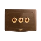 AVE - Triplo deviatore levetta. placca legno colore noce. 1P 10AX 250V~ finitura opaca 2 Mod. BS400203LNOC