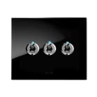 AVE - Triplo deviatore levetta. placca vetro colore nero. 1P 10AX 250V~ finitura lucida 2 Mod. BS400203NAL