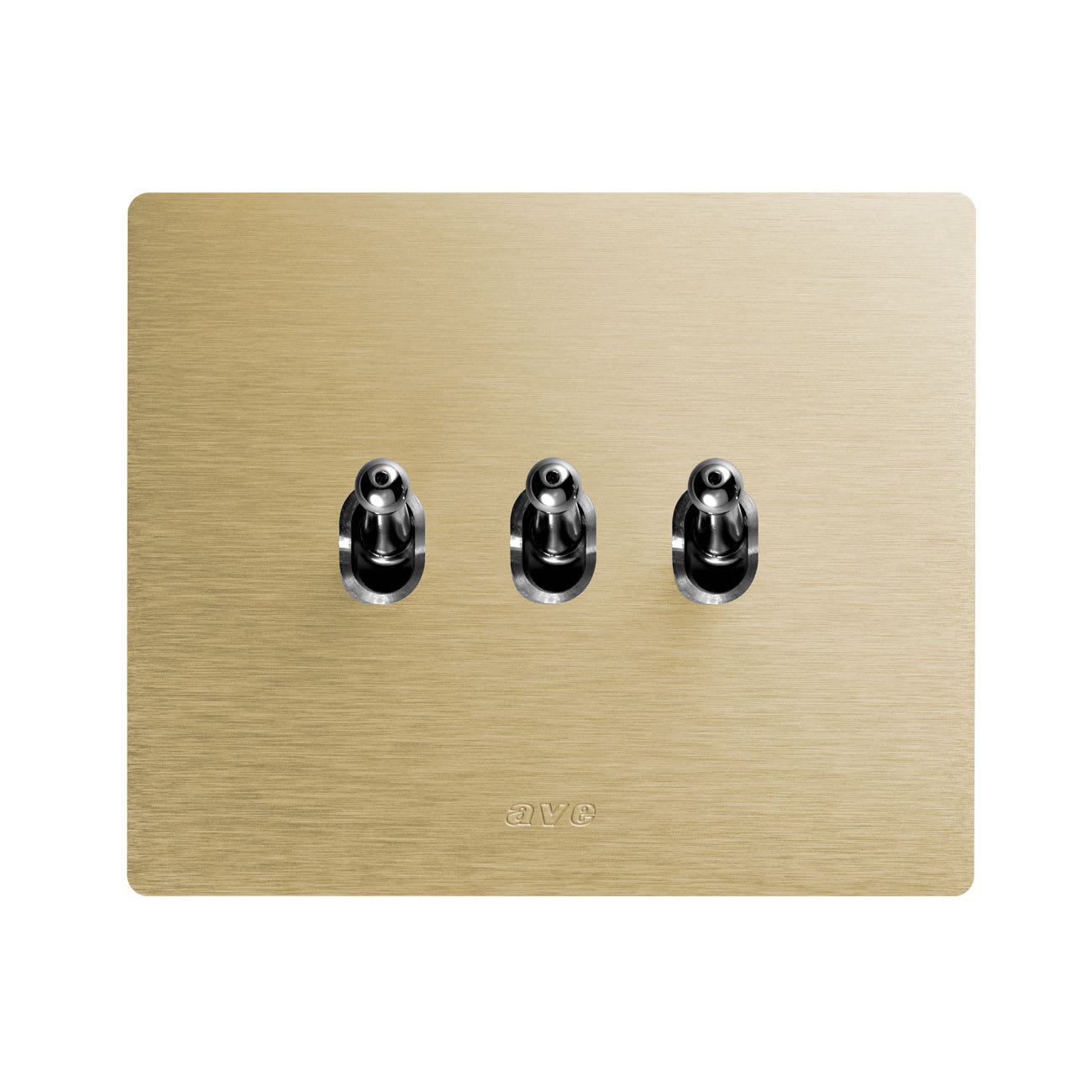 AVE - Triplo deviatore levetta. placca alluminio colore oro. 1P 10AX 250V~ finitura spazzolata 2 Mod. BS400203ORO