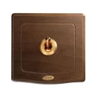 AVE - Singolo deviatore levetta. placca legno colore noce. 1P 10AX 250V~ finitura opaca 2 Mod.