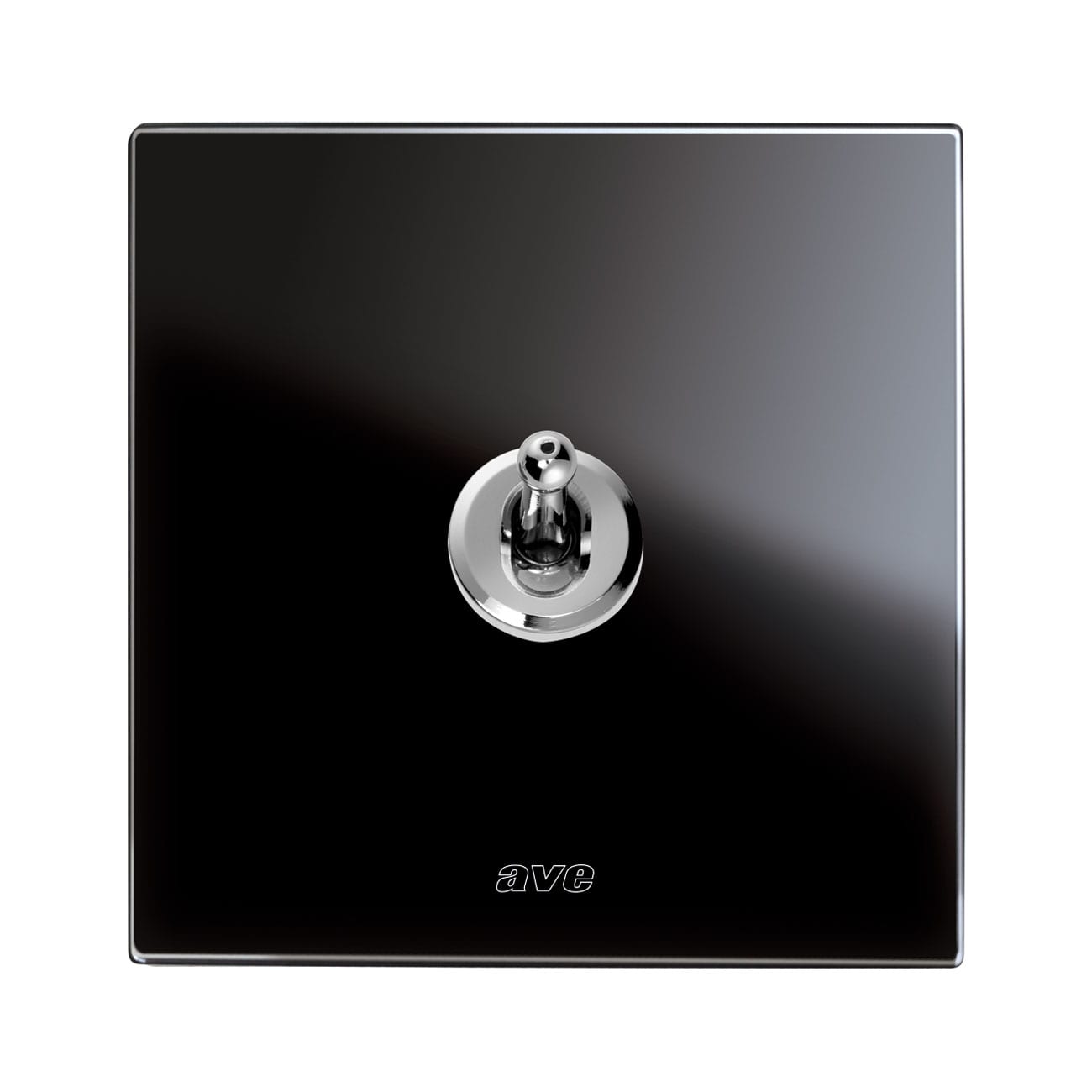 AVE - Singolo deviatore levetta. placca vetro colore nero. 1P 10AX 250V~  finitura lucida  2 Mod. BS400221NAL