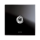 AVE - Singolo deviatore levetta. placca vetro colore nero. 1P 10AX 250V~ finitura lucida 2 Mod.