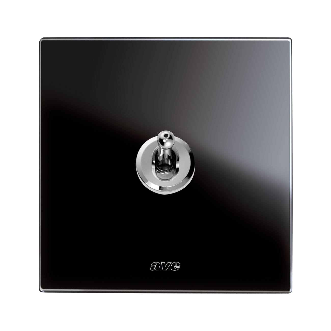 AVE - Singolo deviatore levetta. placca vetro colore nero. 1P 10AX 250V~ finitura lucida 2 Mod. BS400221NAL