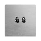 AVE - Doppio deviatore levetta. placca alluminio colore naturale. 1P 10AX 250V~ finitura spazzolata 2 Mod.