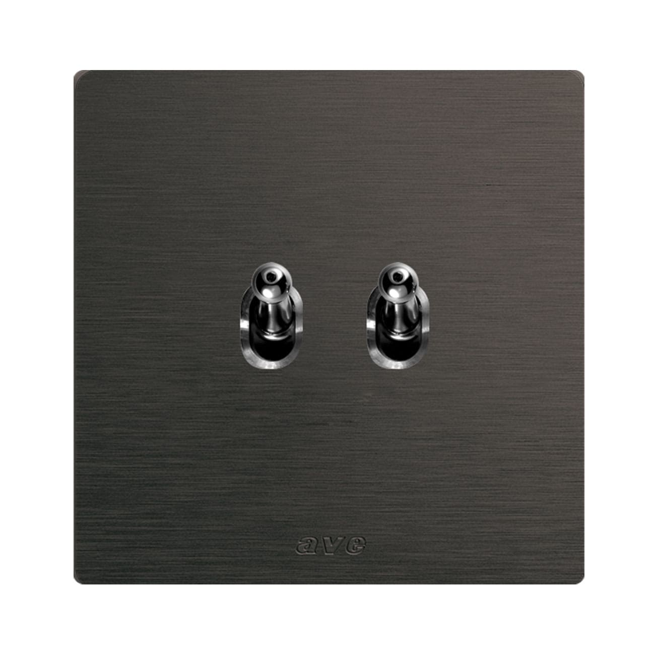 AVE - Doppio deviatore levetta. placca alluminio colore antracite. 1P 10AX 250V~  finitura spazzolata  2 Mod. BS400222ANS