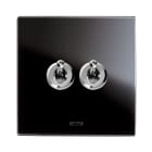 AVE - Doppio deviatore levetta. placca vetro colore nero. 1P 10AX 250V~ finitura lucida 2 Mod.