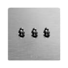 AVE - Triplo deviatore levetta. placca alluminio colore naturale. 1P 10AX 250V~ finitura spazzolata 2 Mod.