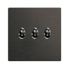 AVE - Triplo deviatore levetta. placca alluminio colore antracite. 1P 10AX 250V~ finitura spazzolata 2 Mod.