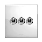 AVE - Triplo deviatore levetta. placca vetro colore bianco. 1P 10AX 250V~ finitura lucida 2 Mod. BS4002K3BL