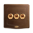 AVE - Triplo deviatore levetta. placca legno colore noce. 1P 10AX 250V~ finitura opaca 2 Mod. BS4002K3NOC