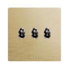 AVE - Triplo deviatore levetta. placca alluminio colore oro. 1P 10AX 250V~ finitura spazzolata 2 Mod.